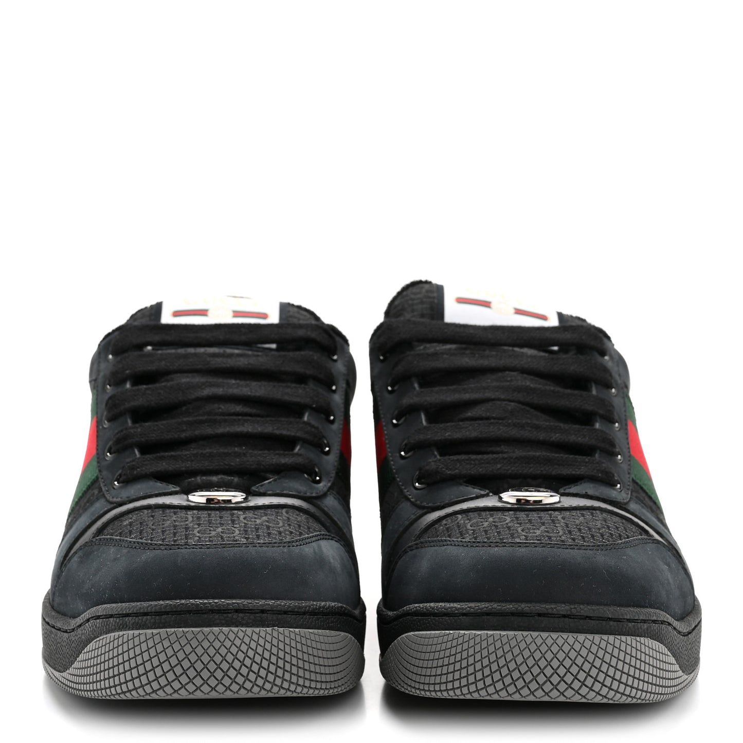 Calfskin Nylon GG Monogram Calfskin Web Mens Screener Sneakers 8.5 Black
