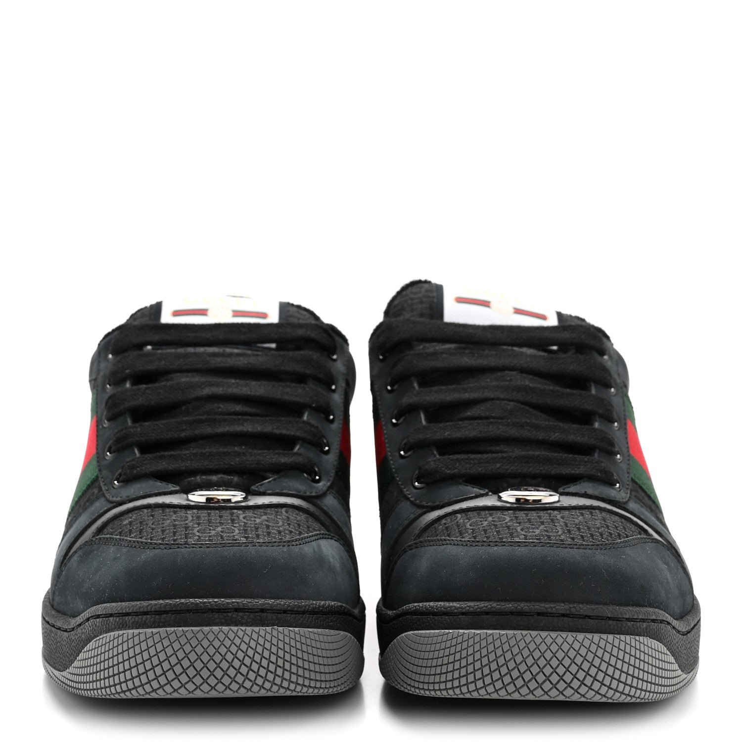 Gucci Calfskin Nylon GG Monogram Calfskin Web Mens Screener Sneakers 8.5 Black 3 of 10