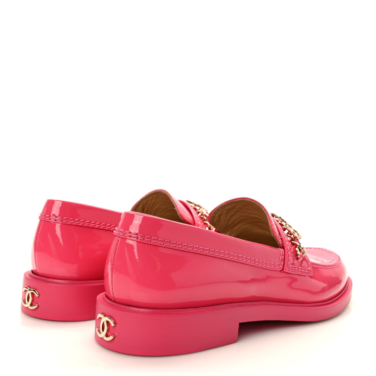 Chanel Patent Calfskin Logo Loafers 37 Pink 4 of 9