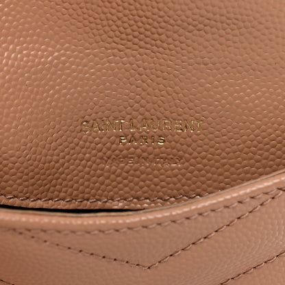 Saint Laurent Grain De Poudre Matelasse Chevron Monogram Compact Wallet Dark Beige 6 of 7