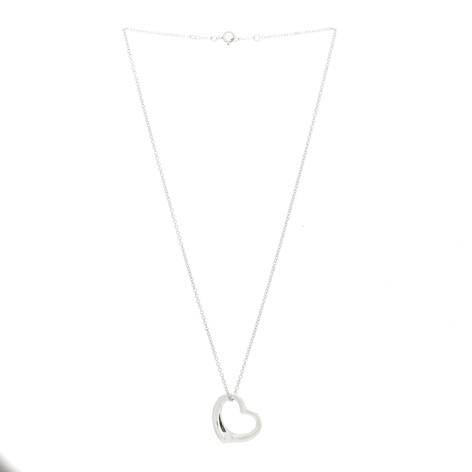 Tiffany Sterling Silver Elsa Peretti 22mm Open Heart Pendant Necklace 3 of 4