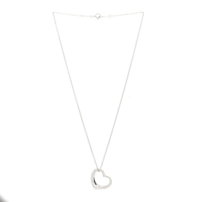 Tiffany Sterling Silver Elsa Peretti 22mm Open Heart Pendant Necklace 3 of 4