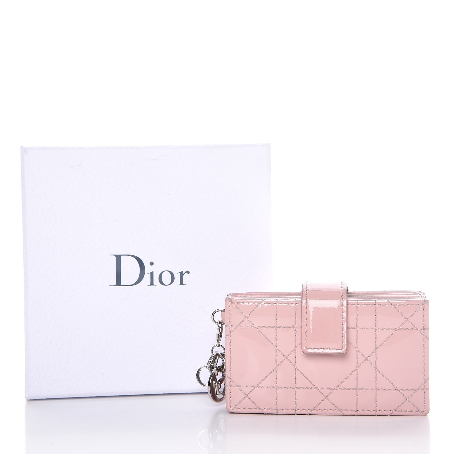 Christian Dior Patent Cannage Lady Dior 5-Gusset Card Holder Pink 8 of 8