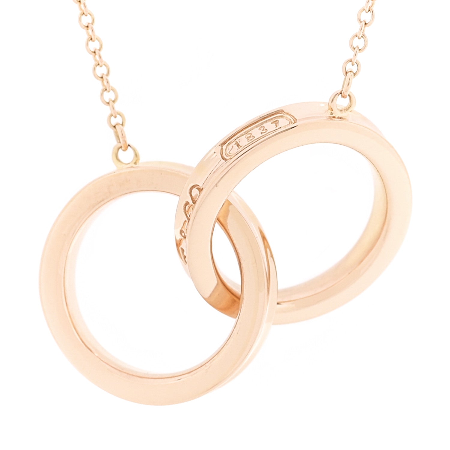 Tiffany 18K Rose Gold 1837 Interlocking Circles Pendant Necklace 4 of 6