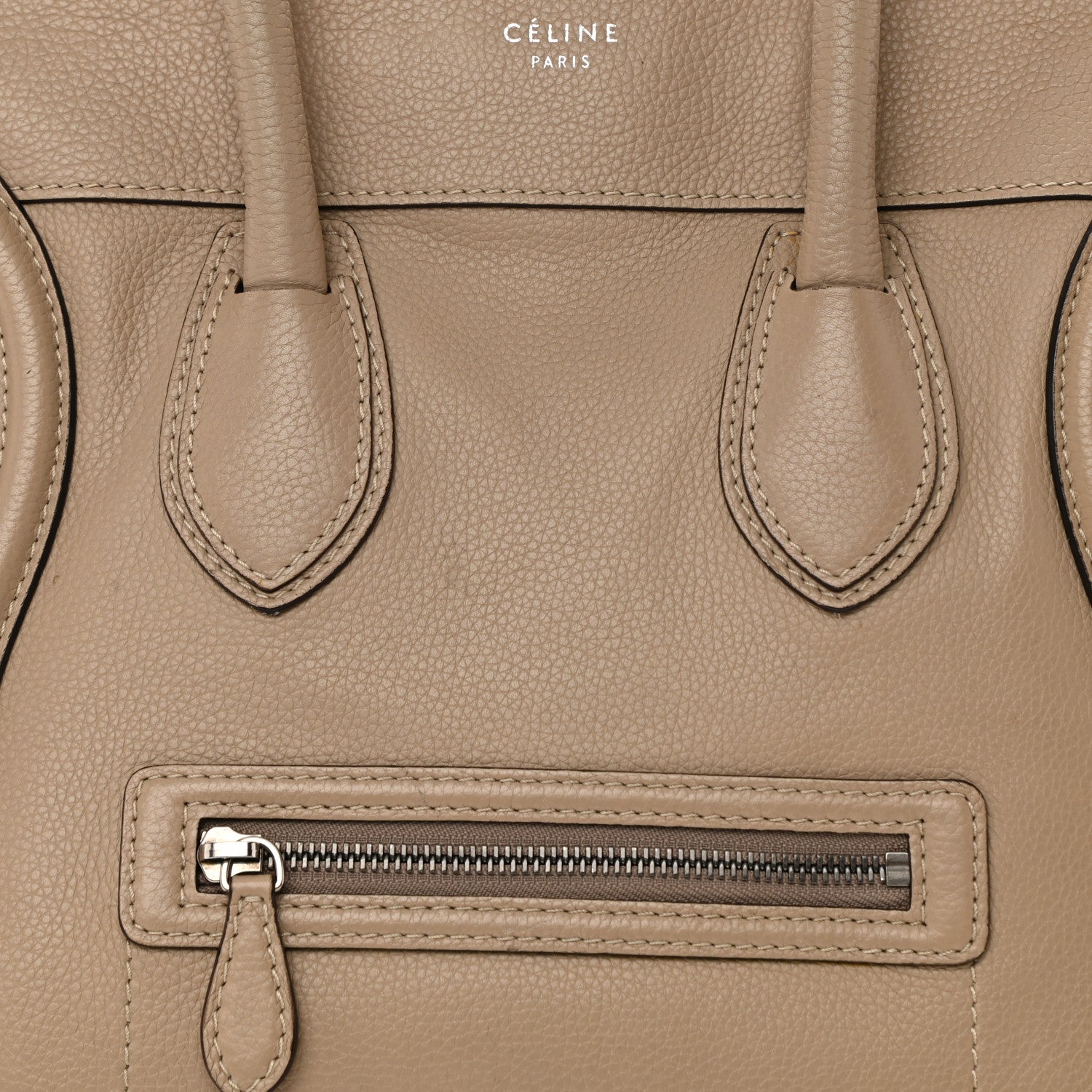 Celine Drummed Calfskin Mini Luggage Dune 9 of 14