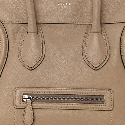 Celine Drummed Calfskin Mini Luggage Dune 9 of 14