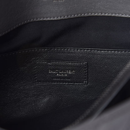 Saint Laurent Sheepskin Matelasse Chevron Monogram Large College Satchel Dark Anthracite 6 of 9