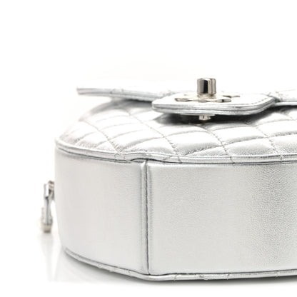 Chanel Metallic Lambskin Quilted Large CC In Love Heart Bag Silver 10 of 11