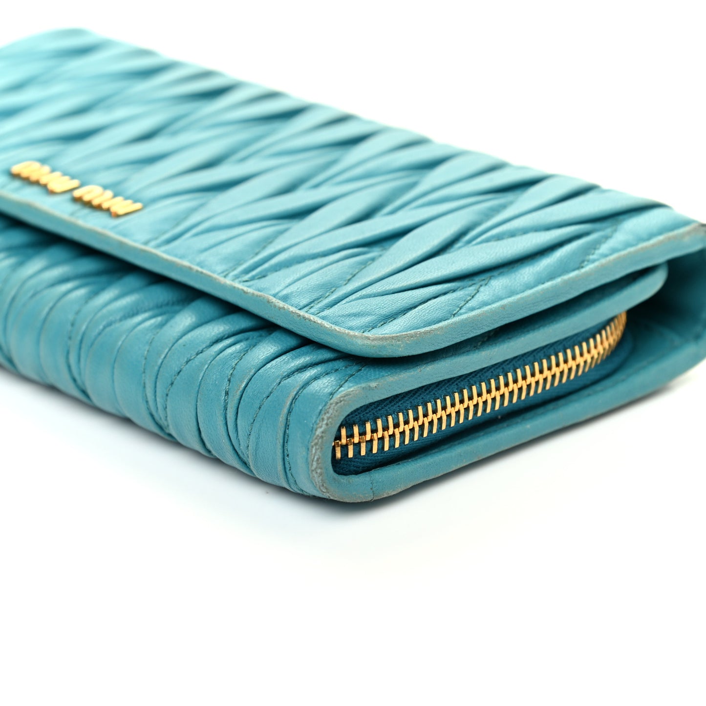 Nappa Matelasse Flap Wallet Turchese