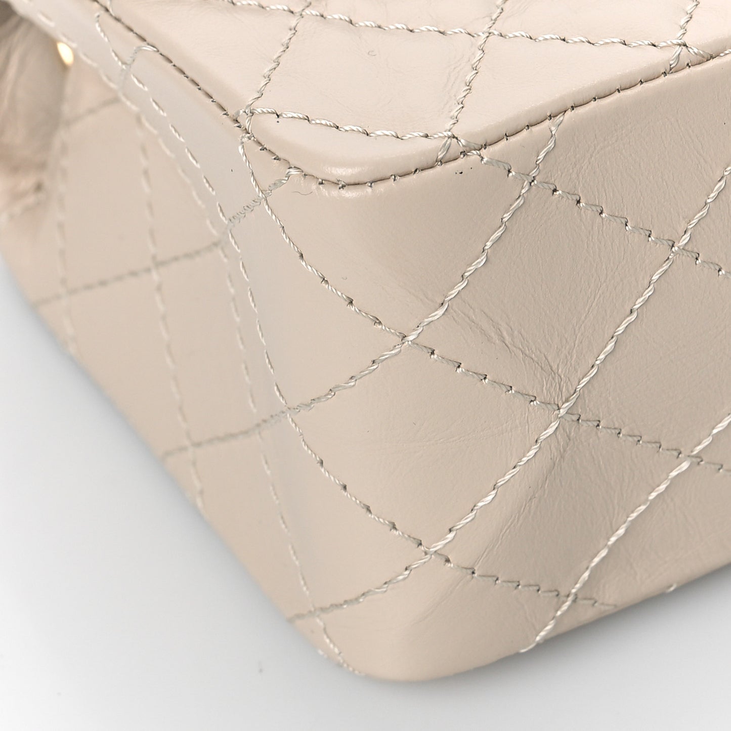 Aged Calfskin Quilted 2.55 Reissue Mini Flap Ecru