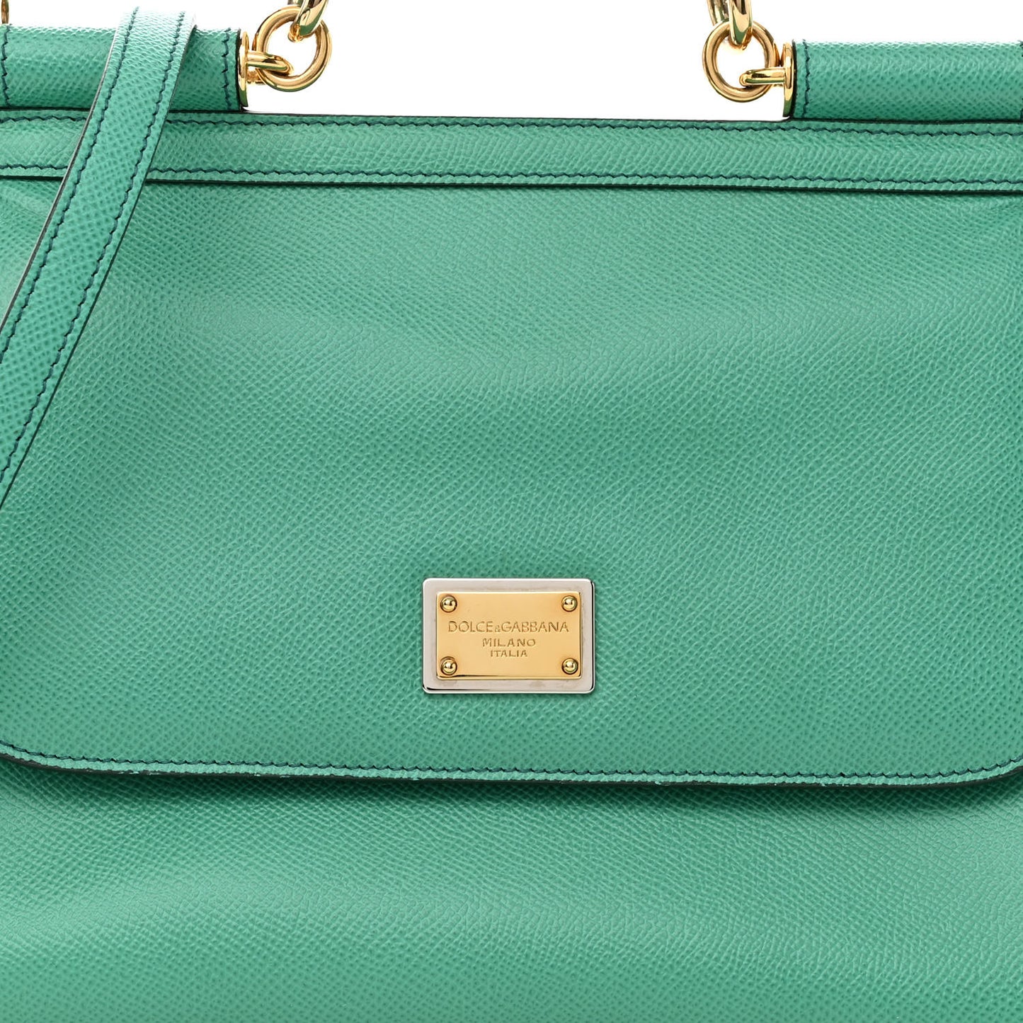 DOLCE &amp; GABBANA Dauphine Calfskin Medium Miss Sicily Satchel Verde Muschio