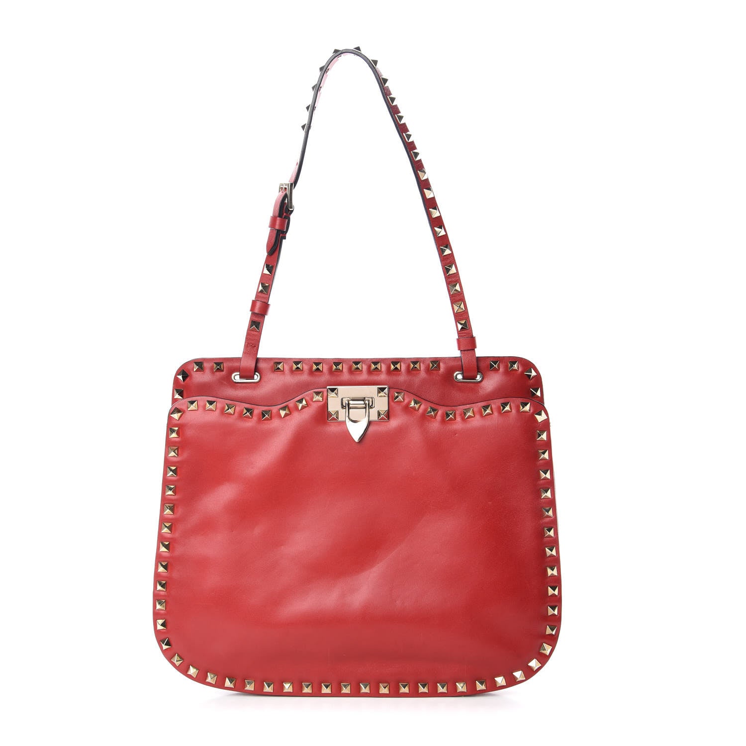 Valentino Garavani Vitello Rockstud Shoulder Satchel Rosso Valentino 1 of 8