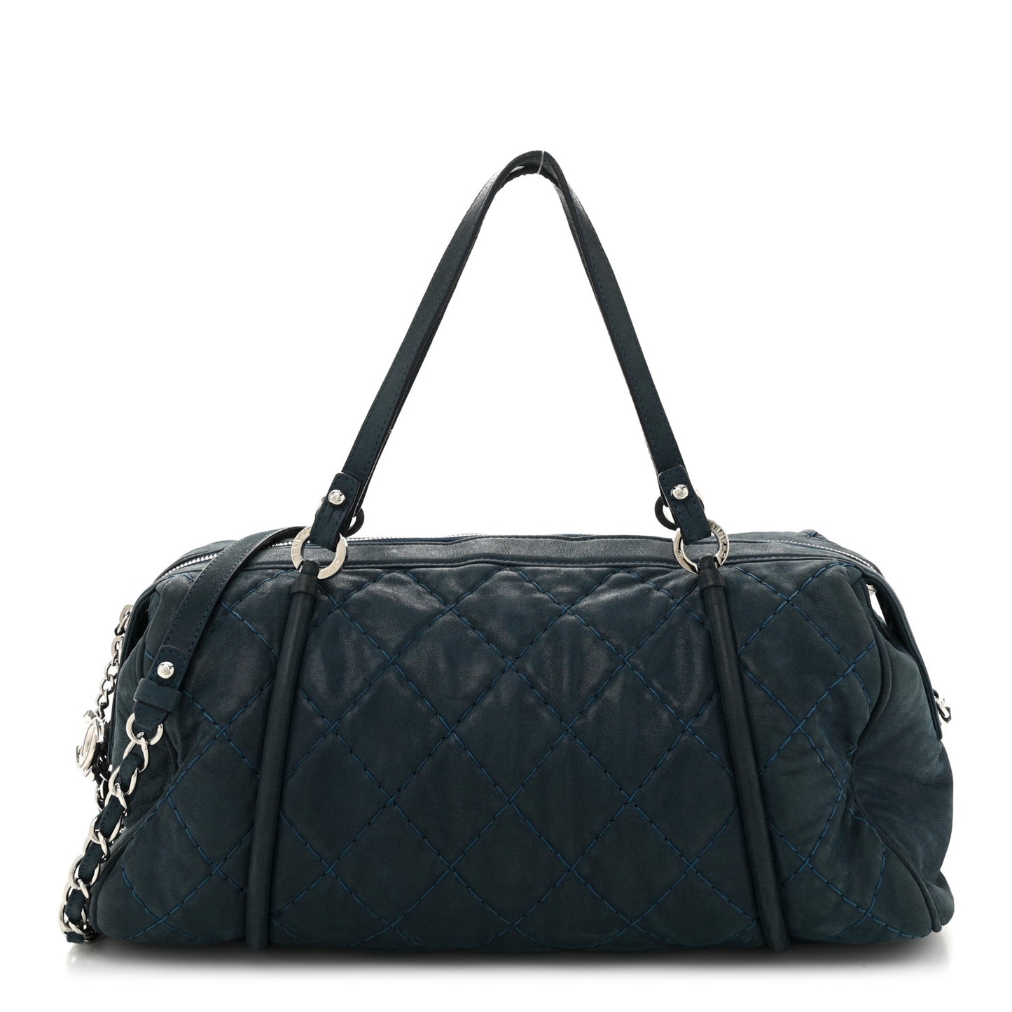Iridescent Calfskin Quilted Relax CC Bowler Blue