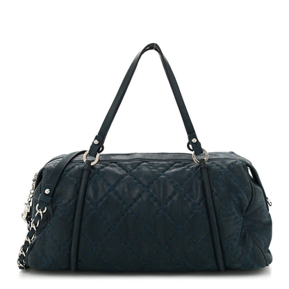 Chanel Iridescent Calfskin Quilted Relax CC Bowler Blue 1 of 12