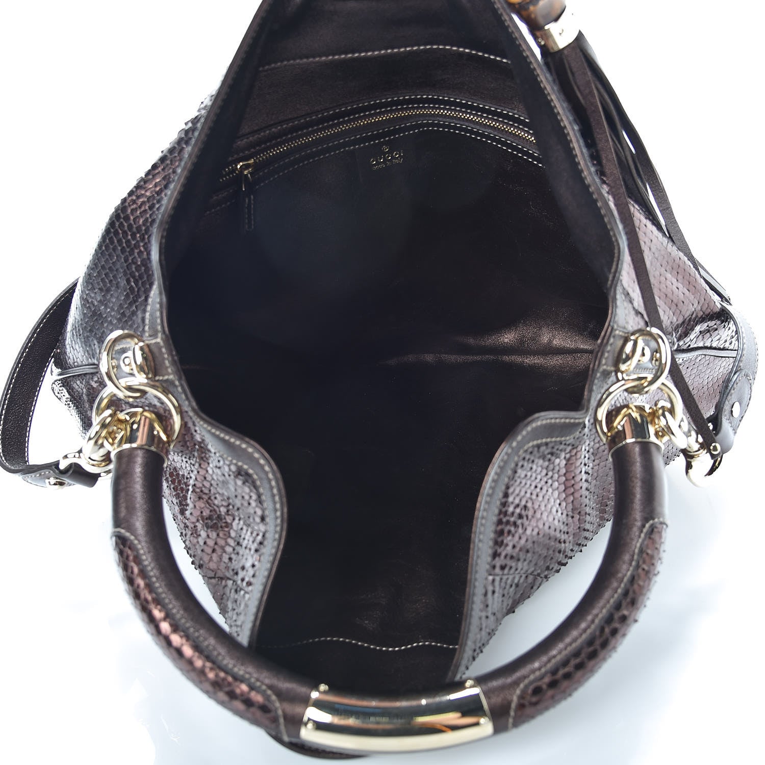 Gucci Python Large Indy Top Handle Hobo Metallic Brown 5 of 12