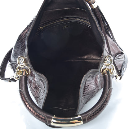 Gucci Python Large Indy Top Handle Hobo Metallic Brown 5 of 12