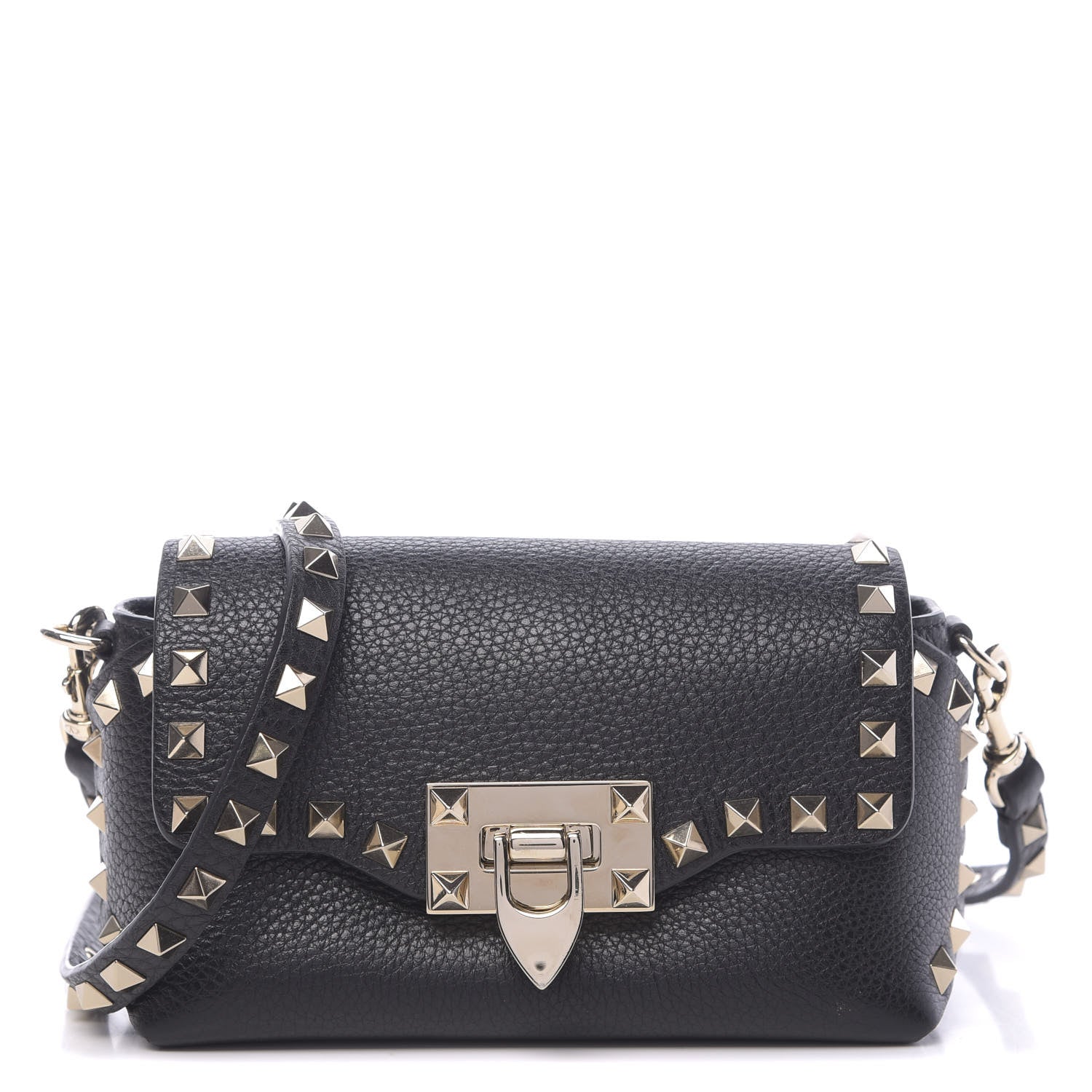 Valentino Garavani Pebbled Calfskin Mini Rockstud Crossbody Bag Black 1 of 9
