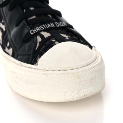 Christian Dior Technical Knit Calfskin Oblique Womens Walk'n Dior High Top Sneakers 38.5 Deep Blue 10 of 24