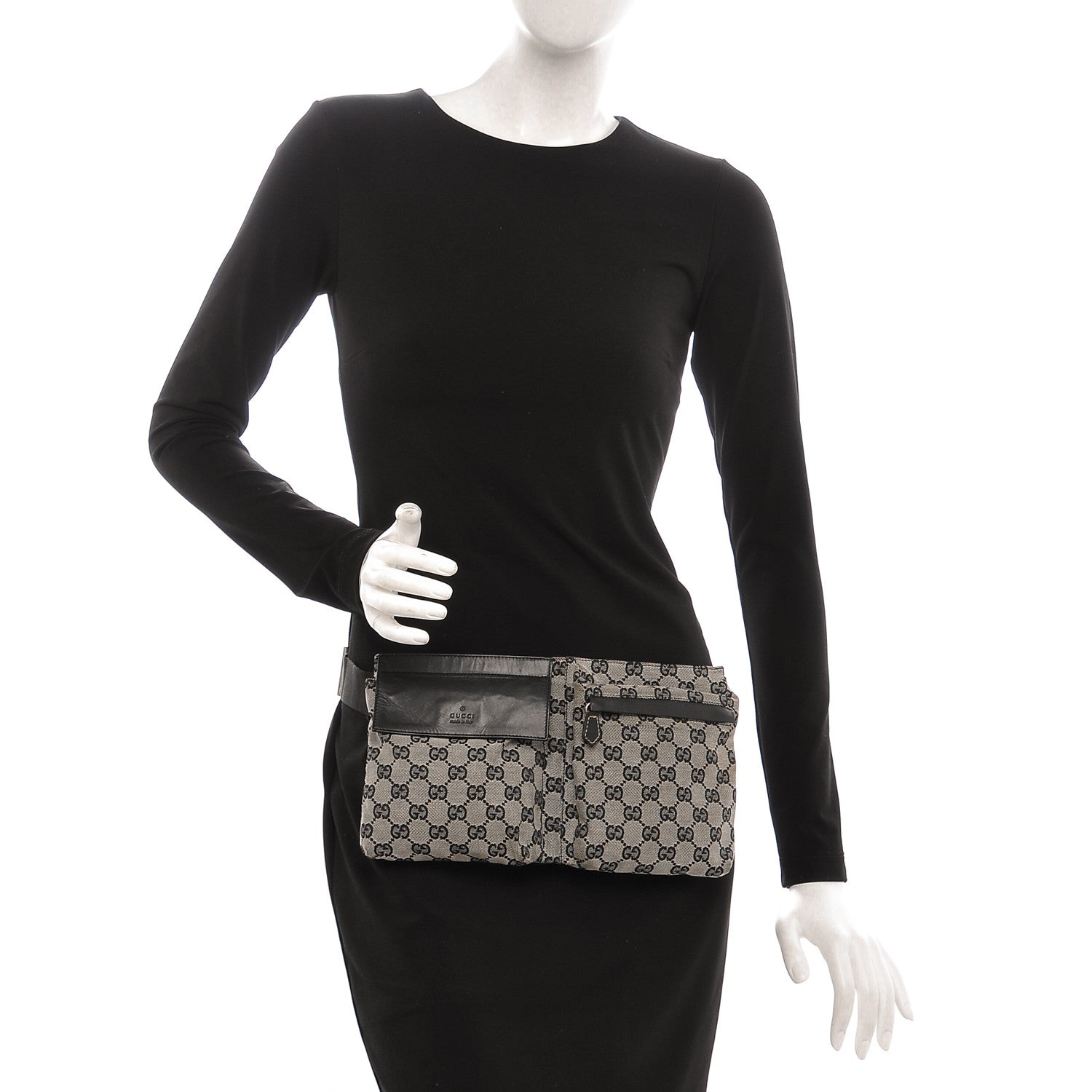 Gucci GG Monogram Web Double Pocket Belt Bag Navy 2 of 7