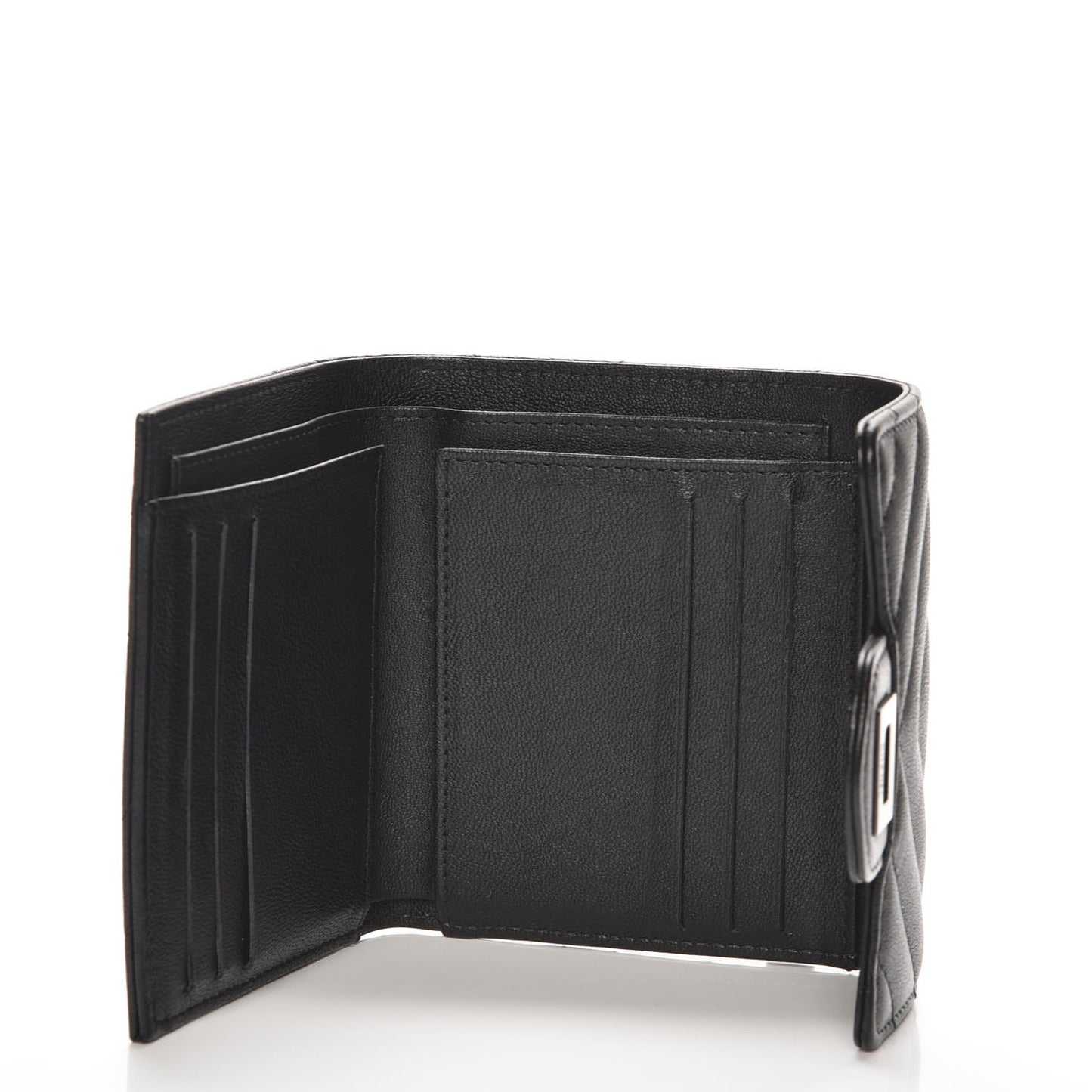 Sheepskin Chevron Quilted Reissue Compact Wallet So Black