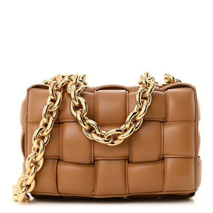 Bottega Veneta Lambskin Maxi Intreccio Padded Chain Cassette Crossbody Bag Caramel 1 of 11