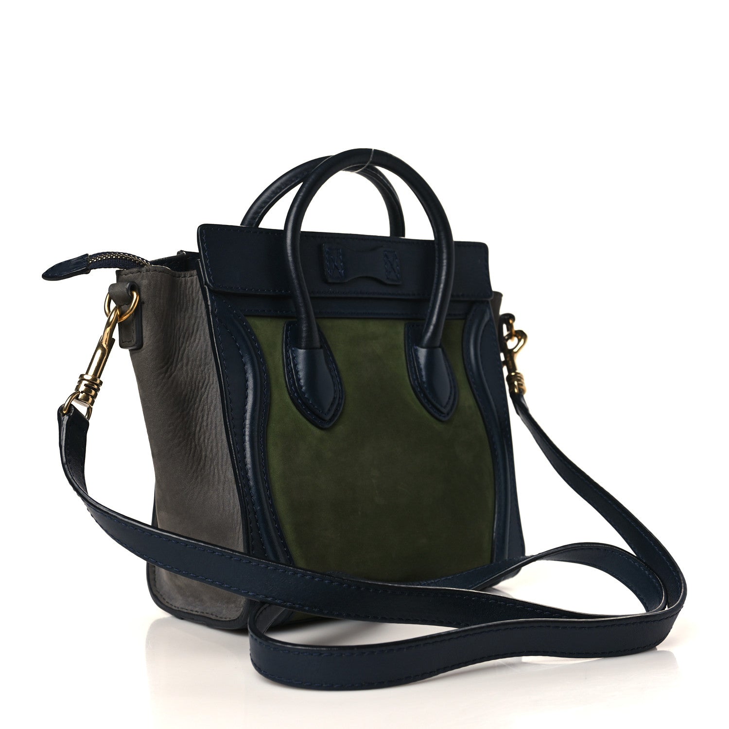 Celine Nubuck Smooth Calfskin Nano Tri-Color Luggage Green 3 of 8