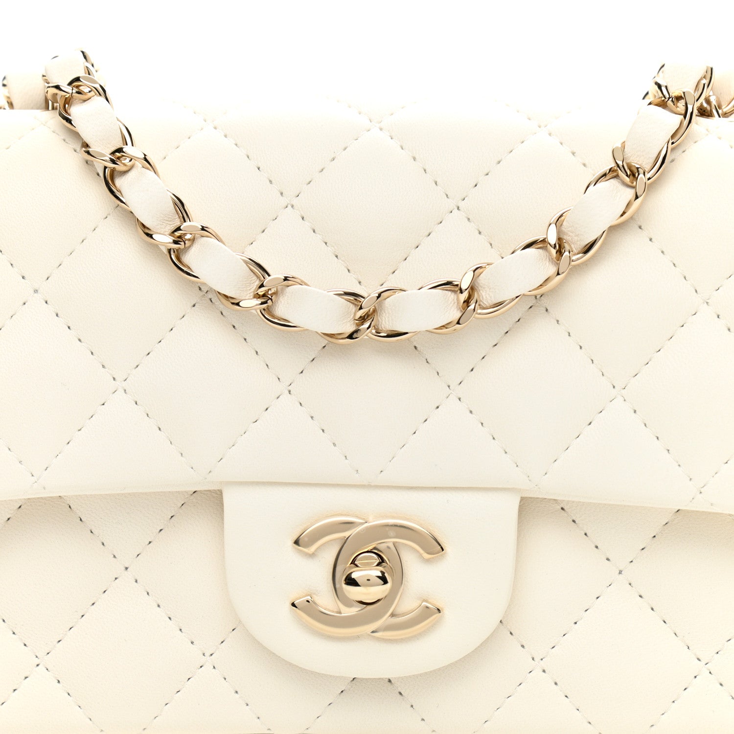 Chanel Lambskin Quilted Mini Rectangular Flap White 8 of 11