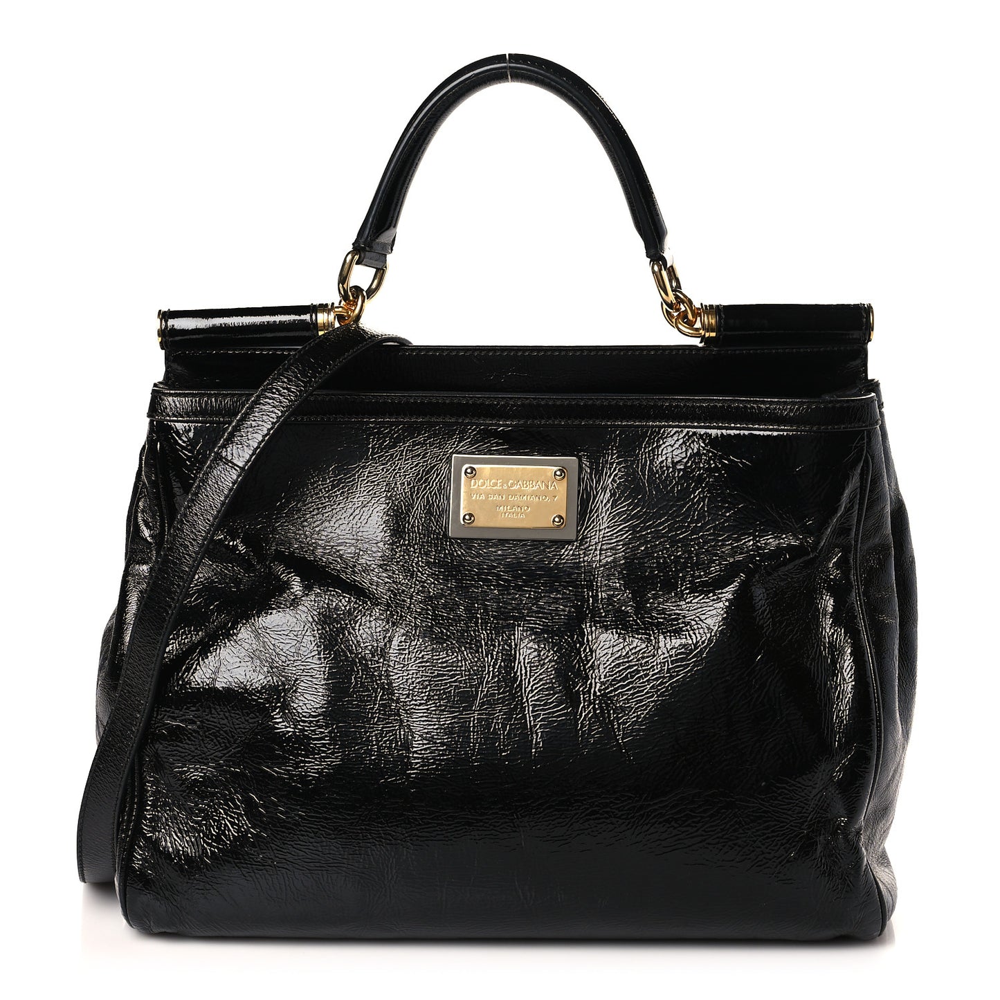 Patent Miss Sicily Tote Black