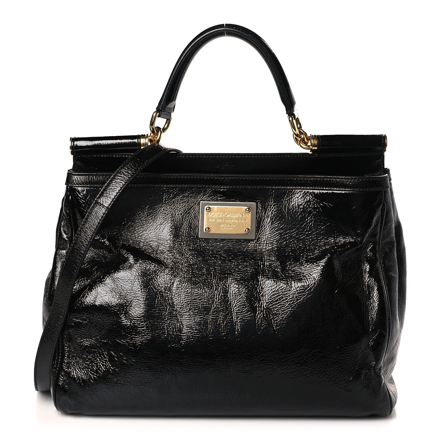 Dolce & Gabbana Patent Miss Sicily Tote Black 1 of 8