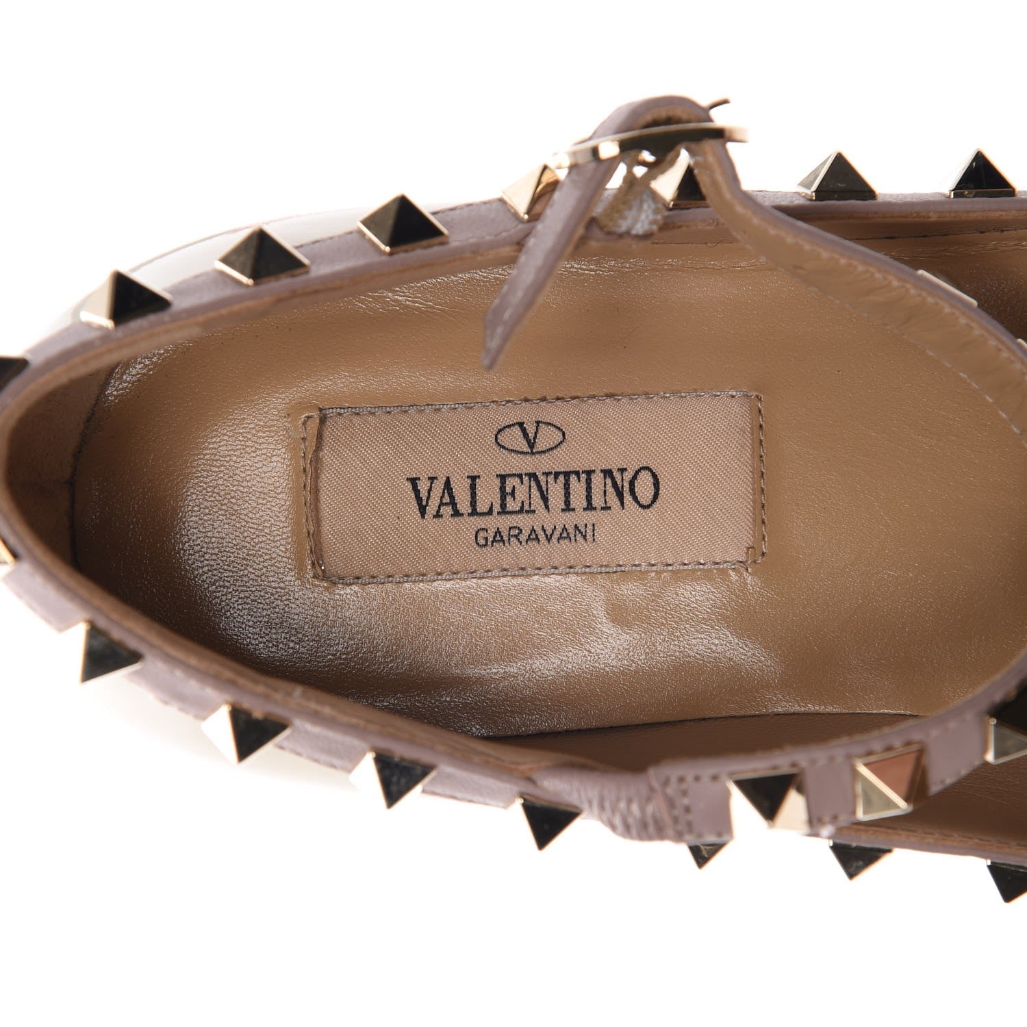 Valentino Garavani Patent Rockstud Cage Ballerina Flats 36 Light Ivory Poudre 8 of 17
