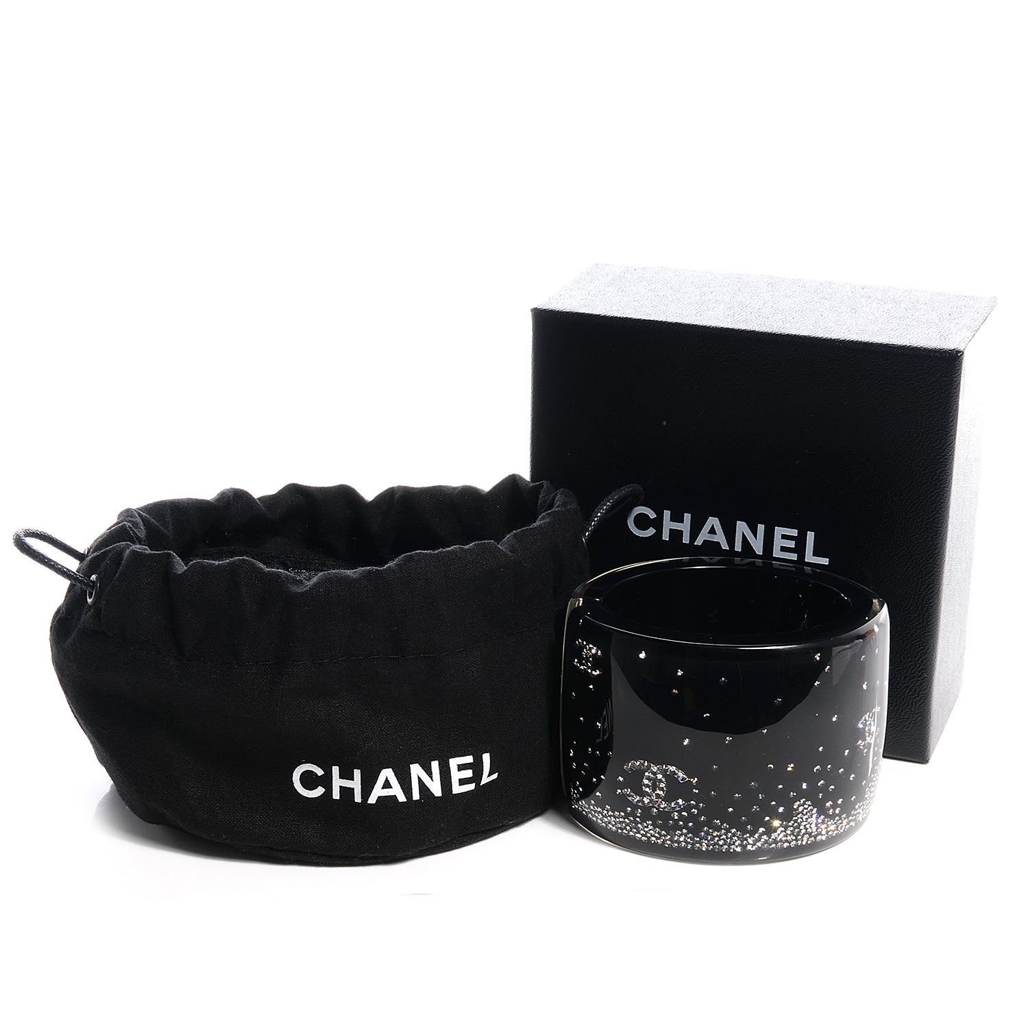 Chanel Resin Crystal CC Cuff Black 7 of 7