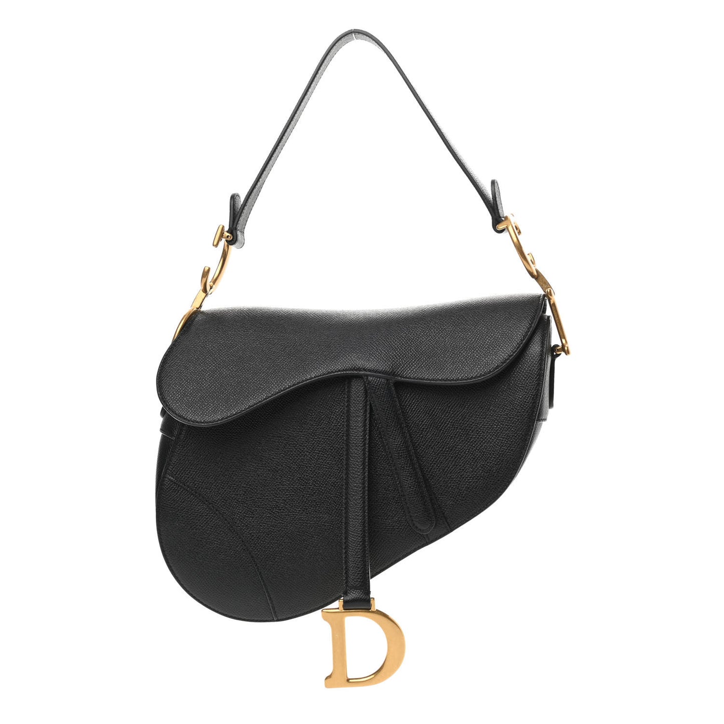 Grained Calfskin Saddle Bag Black
