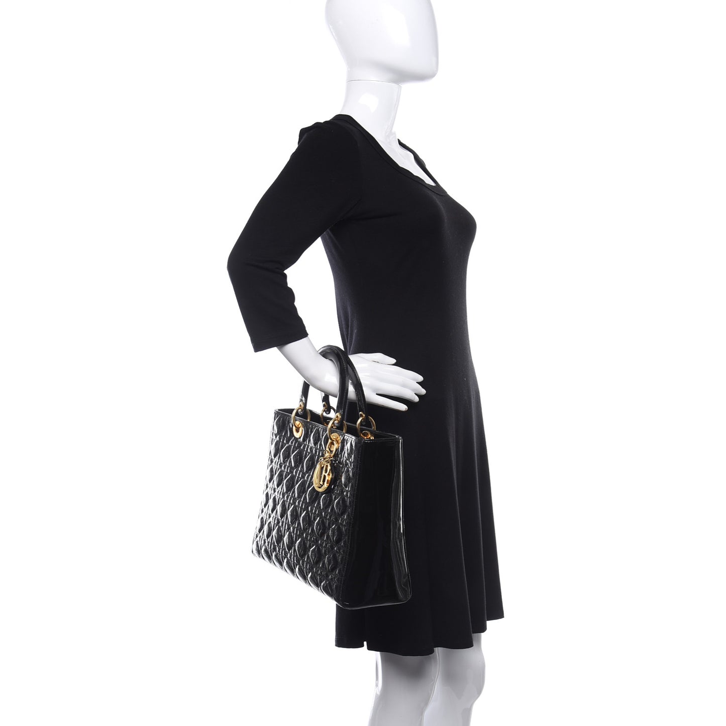 Patent Cannage Large Lady Dior Black