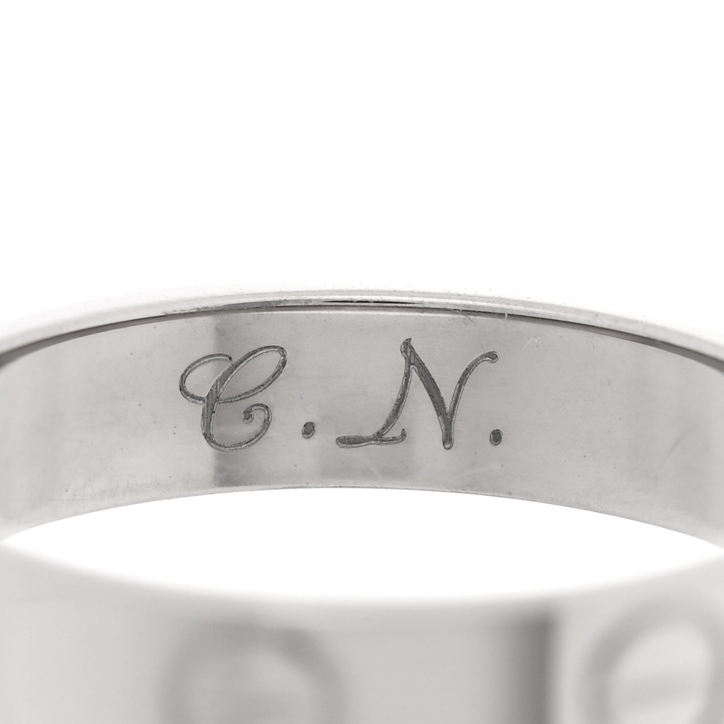 18K White Gold 3.5mm LOVE Wedding Band Ring 48 4.5