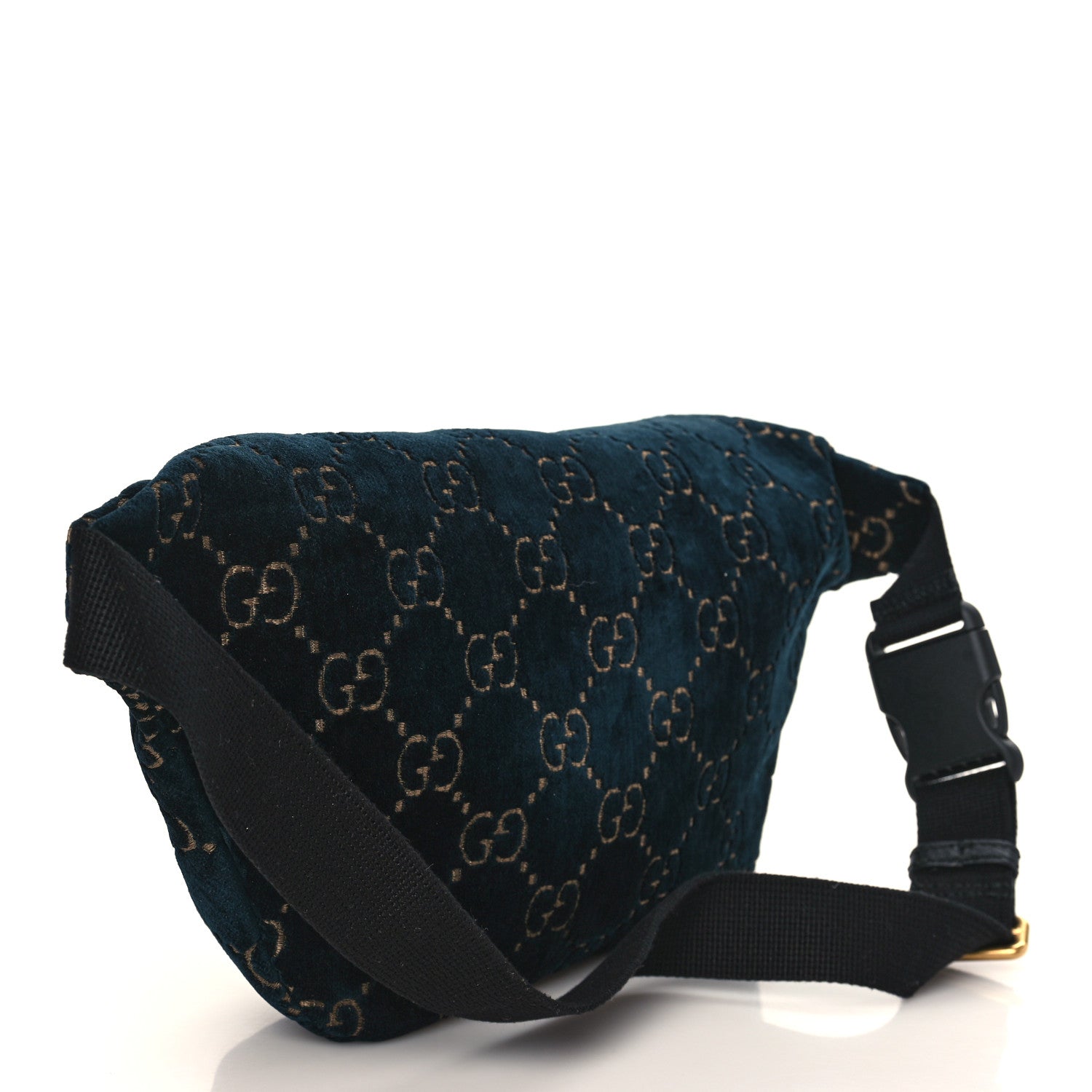 Gucci Velvet GG Monogram Web Belt Bag Blue Beige 3 of 9