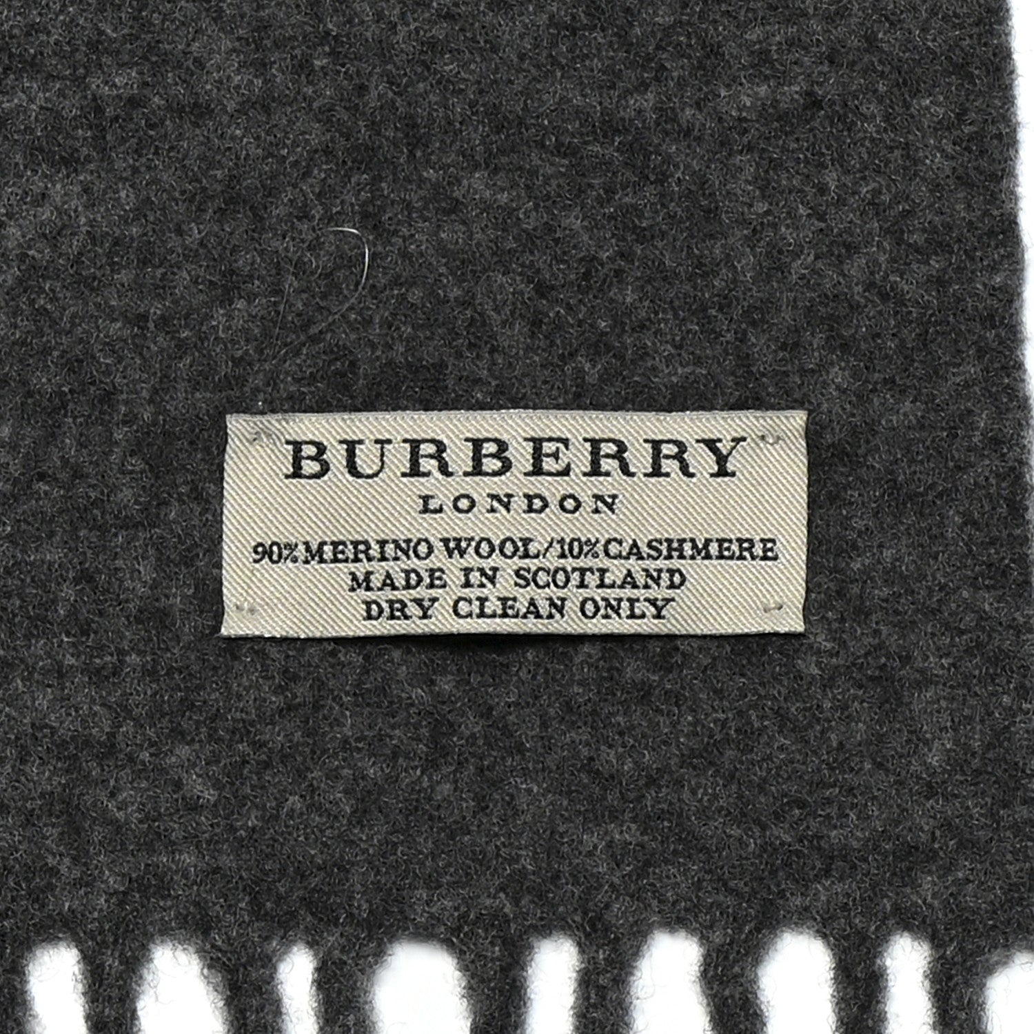 Burberry Merino Wool Cashmere Fringe Scarf Grey Black Multicolor 3 of 3