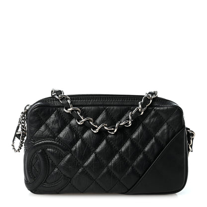 Chanel Aged Calfskin Quilted Cotton Club Pochette Black 1 of 11