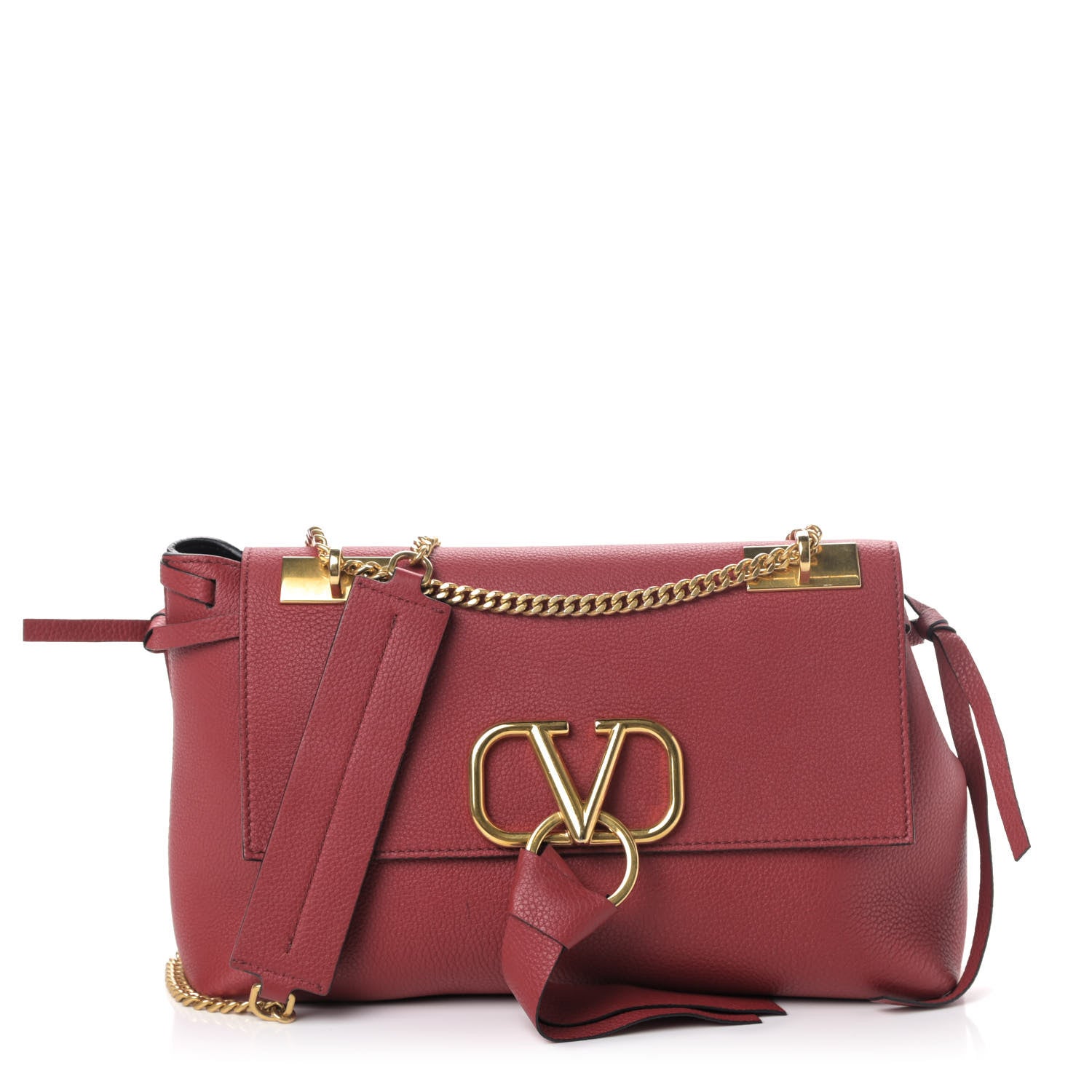 Valentino Garavani Calfskin Small VRing Chain Shoulder Bag Rosso Valentino 1 of 4