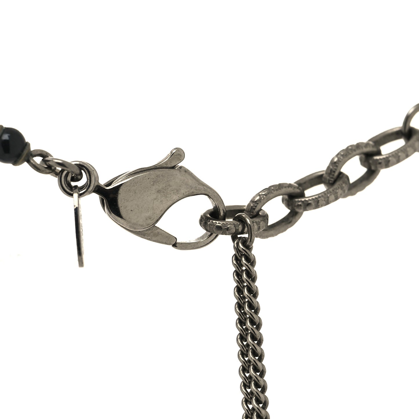 Beaded CC Short Necklace Ruthenium Black