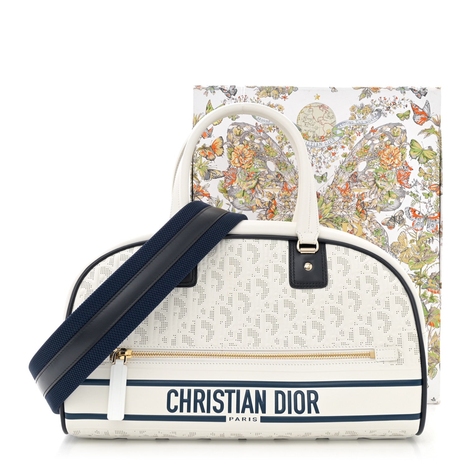 Christian Dior Perforated Calfskin Medium Dior Vibe Classic Bowling Bag White 12 of 12
