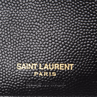 Saint Laurent Grain De Poudre Matelasse Chevron Monogram Compact Tri Fold Wallet Black 6 of 8