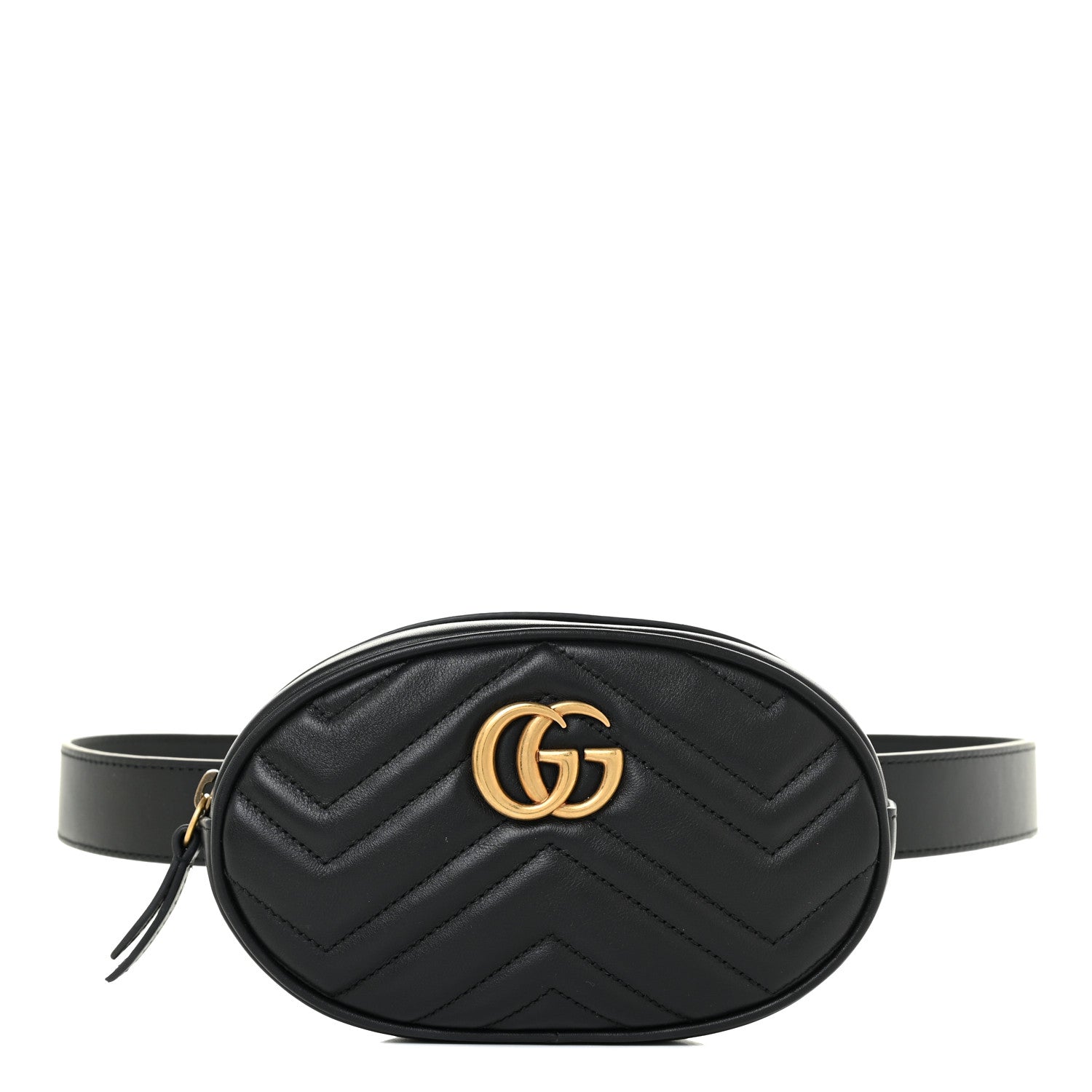 Gucci Calfskin Matelasse GG Marmont Belt Bag 85 34 Black 1 of 12