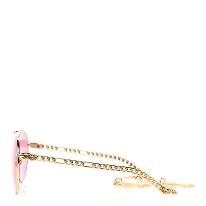 Gucci Aviator Charm Chain GG0725S Sunglasses Gold Pink 3 of 5