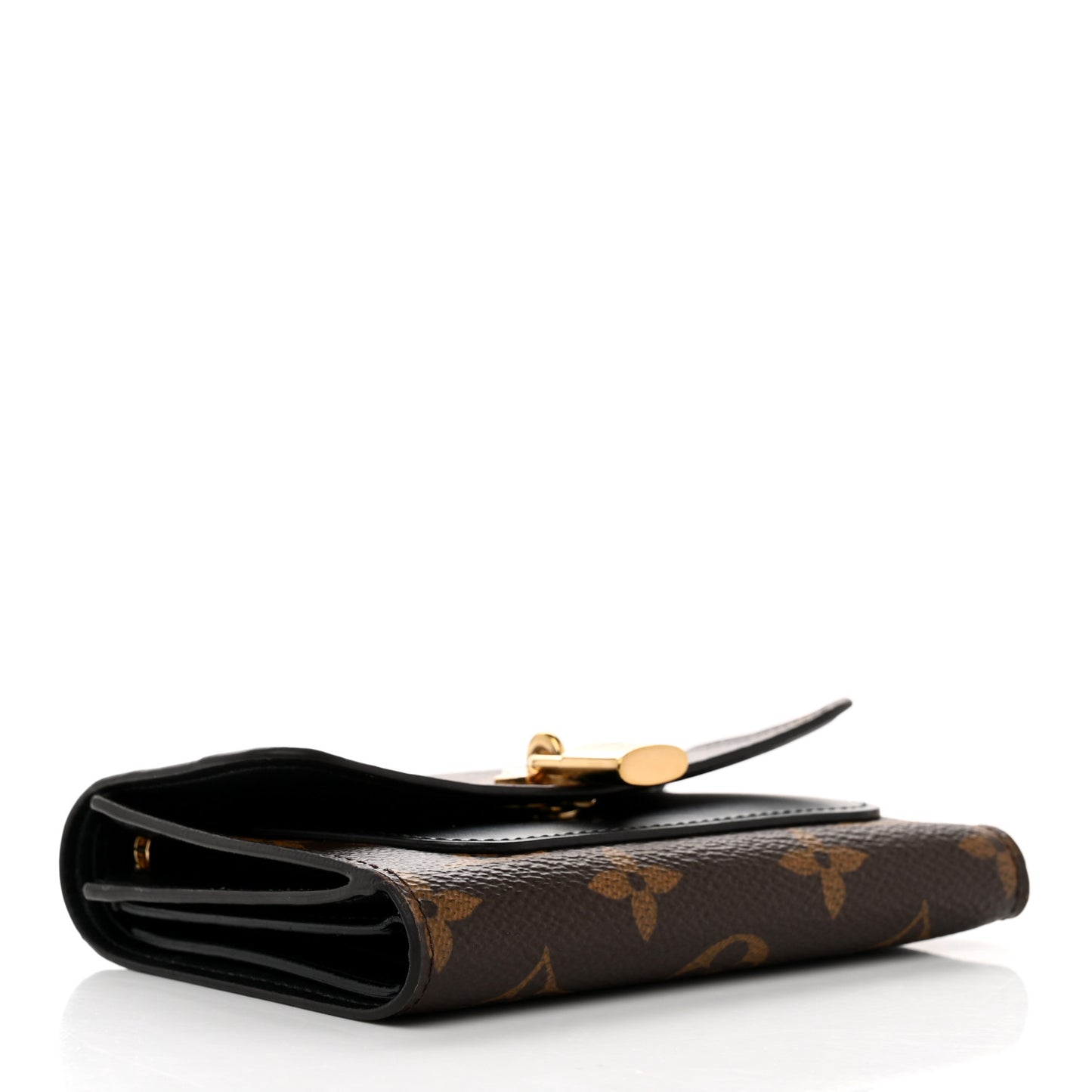 Monogram Flower Lock Compact Wallet Black