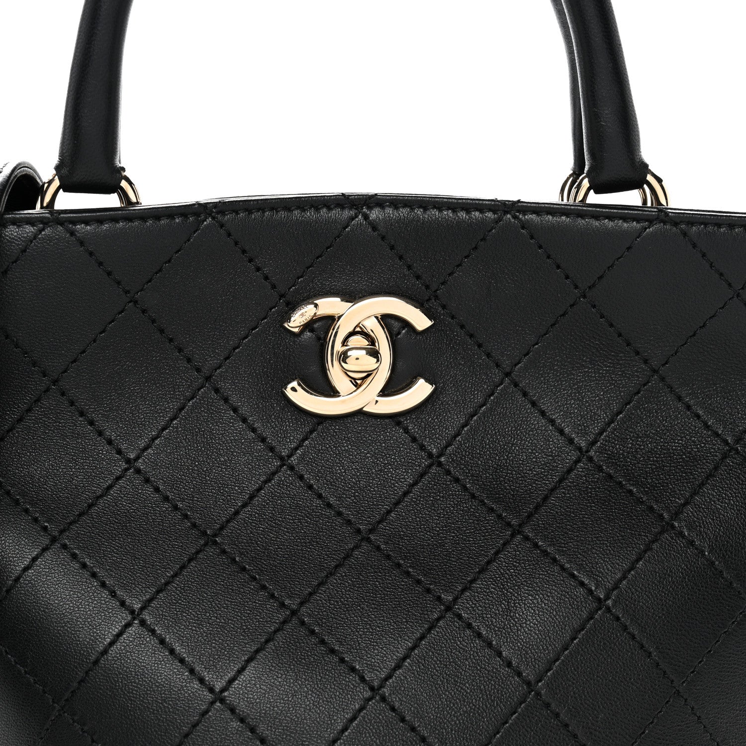 Chanel Lambskin Stitched Small Shopping Tote Black 8 of 10