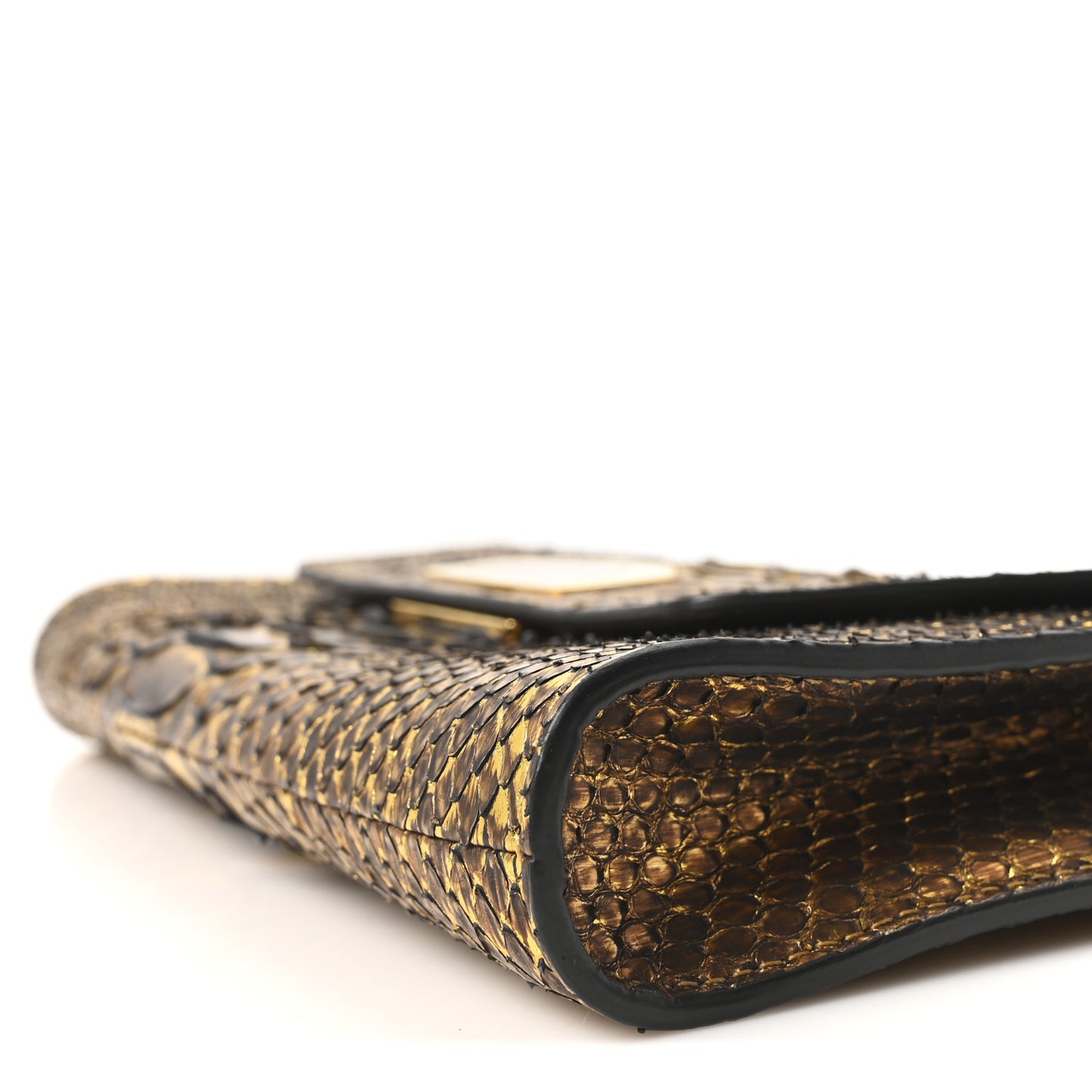 Snakeskin Riviera Clutch Gold