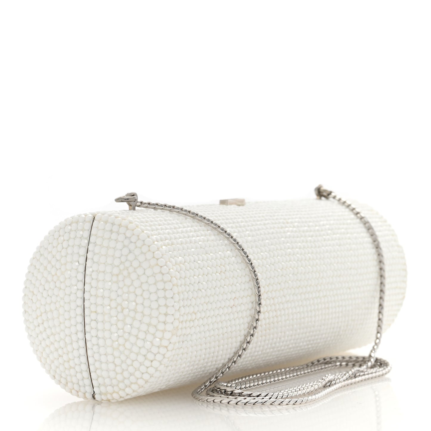 Crystal Minaudiere Clutch White