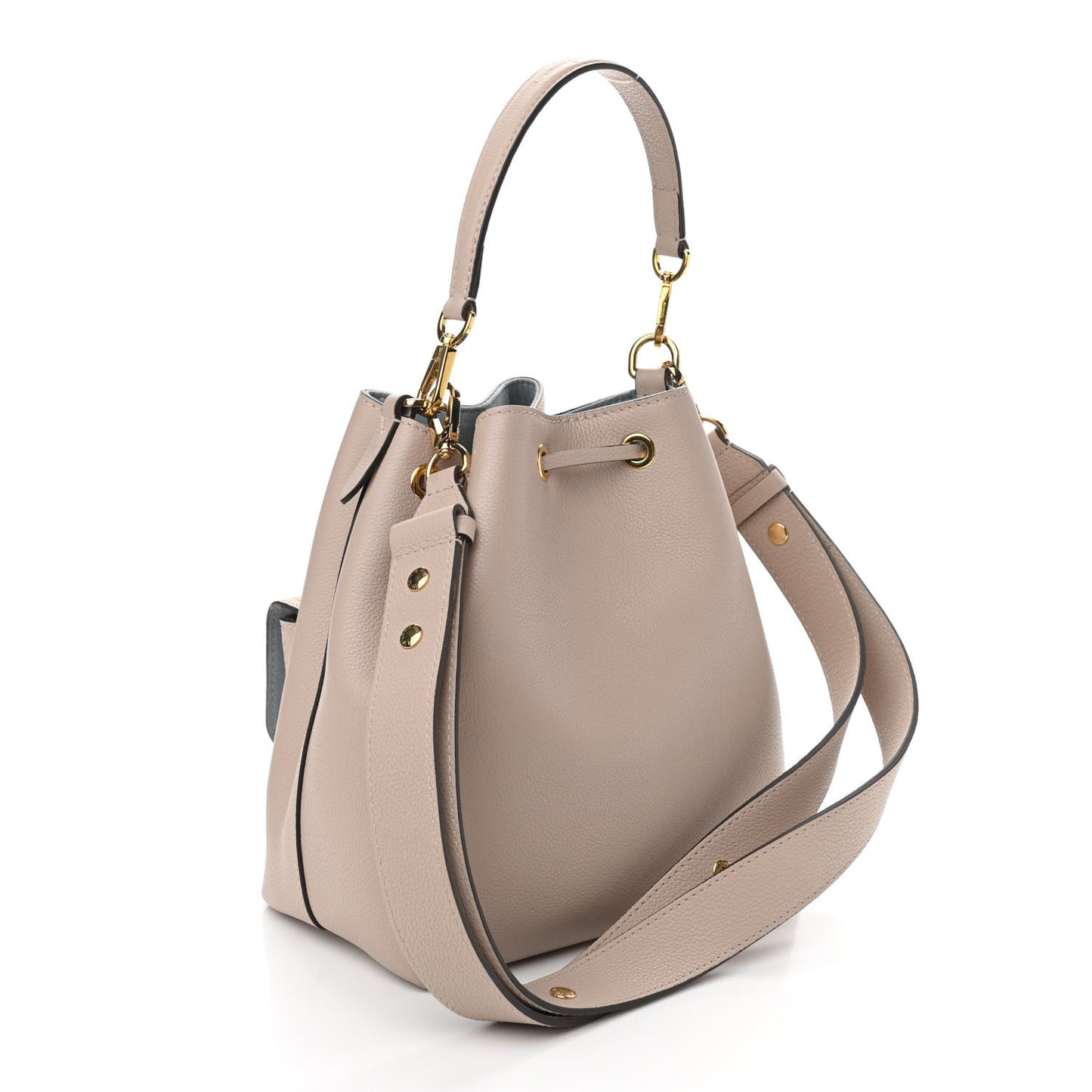 Grained Calfskin Lockme Bucket Greige