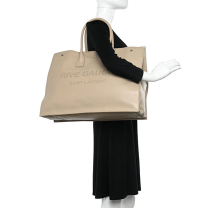 Saint Laurent Vitello Rive Gauche Large Tote Sea Salt 2 of 12