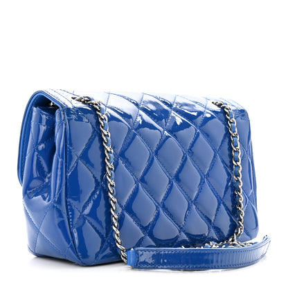 Chanel Patent Quilted Small Coco Shine Flap Blue 3 of 15